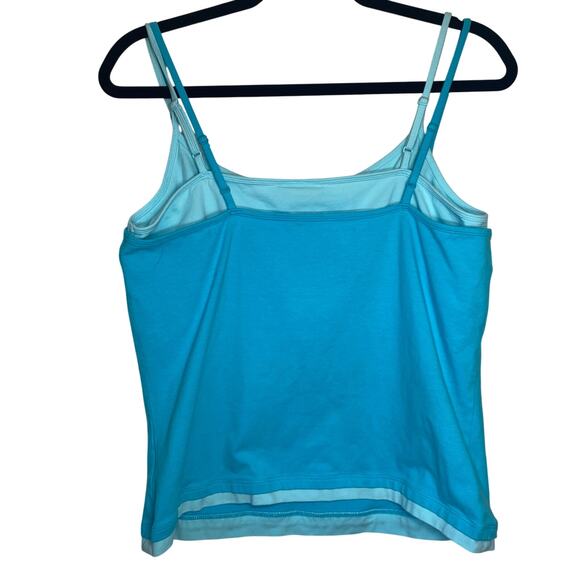 Vintage Y2K Faded Glory Double Layer built in bra cami tank turquoise blue XL - Picture 2 of 11